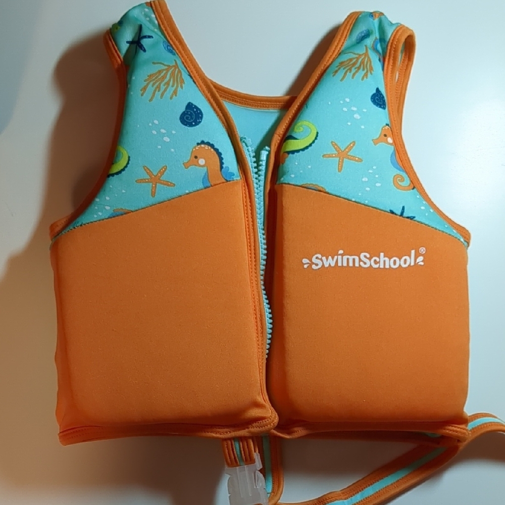 Kids Swim Vest - Orange and Blue